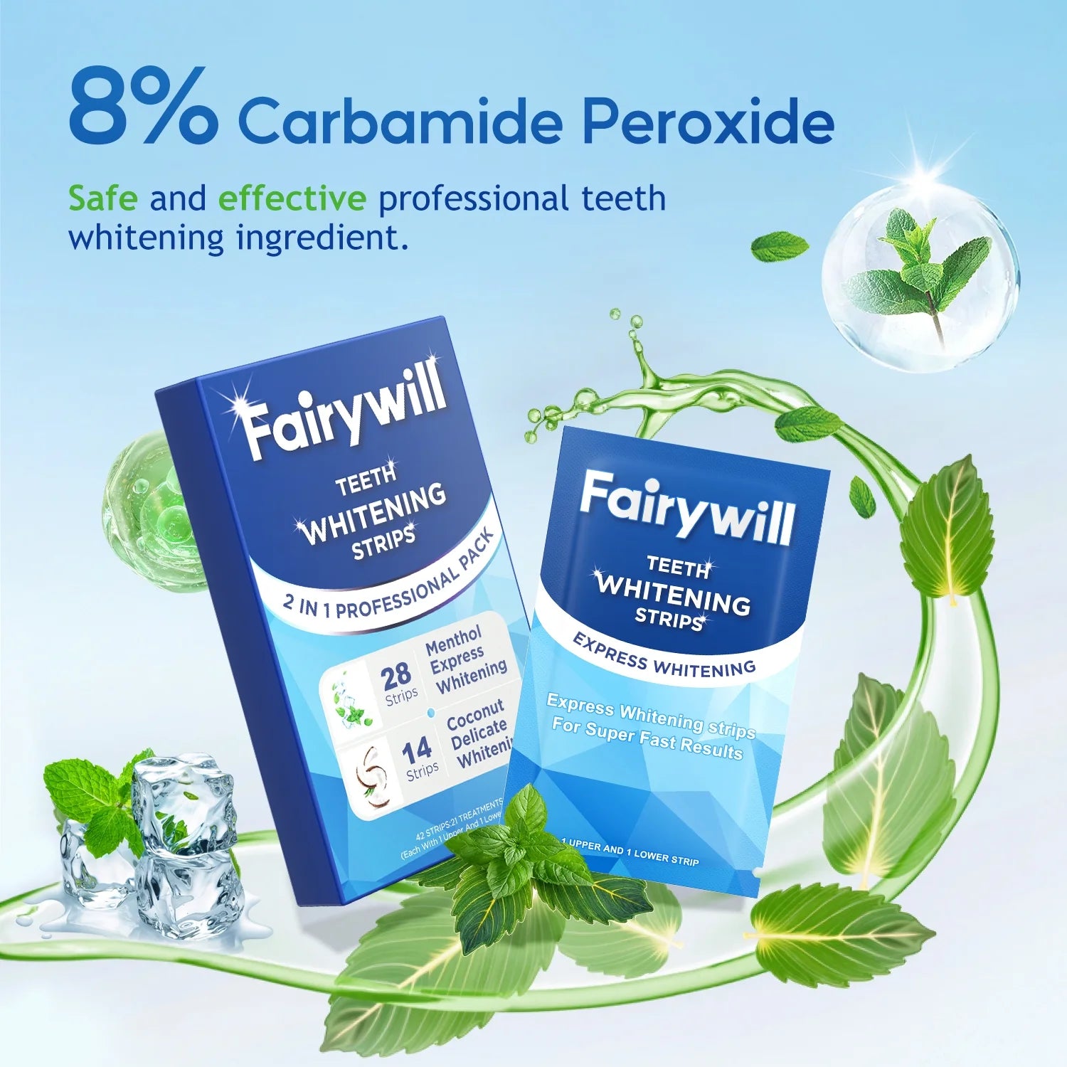 Teeth Whitening Strip Kits,28 Strips for Cocounut Delicate and 14 Menthol Express Whitenings, 42Pcs Strips Available 21Treatments,Effective Removes Stains, Non-Slip Whiter Gentle and Safe