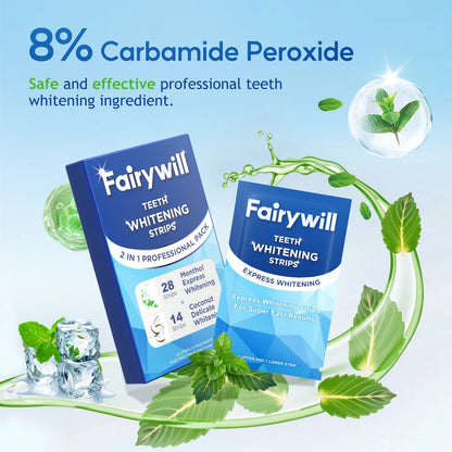 Teeth Whitening Strip Kits,28 Strips for Cocounut Delicate and 14 Menthol Express Whitenings, 42Pcs Strips Available 21Treatments,Effective Removes Stains, Non-Slip Whiter Gentle and Safe