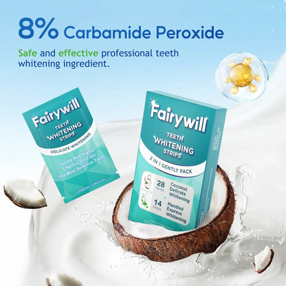 Teeth Whitening Strip Kits,28 Strips for Cocounut Delicate and 14 Menthol Express Whitenings, 42Pcs Strips Available 21Treatments,Effective Removes Stains, Non-Slip Whiter Gentle and Safe