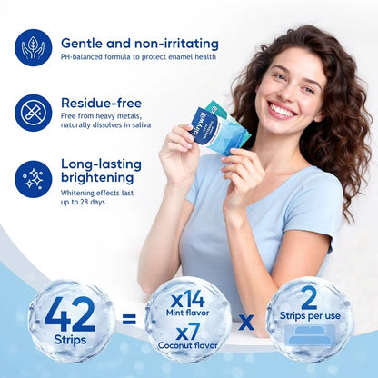 Teeth Whitening Strip Kits,28 Strips for Cocounut Delicate and 14 Menthol Express Whitenings, 42Pcs Strips Available 21Treatments,Effective Removes Stains, Non-Slip Whiter Gentle and Safe
